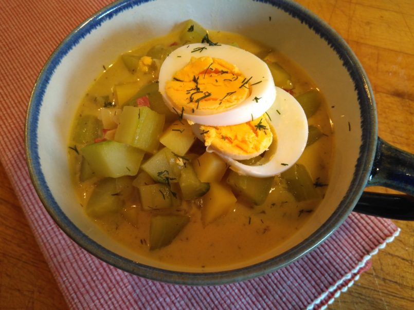 Schmorgurken mit Ei und Kartoffeln